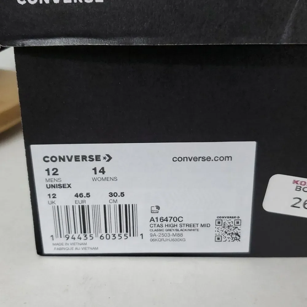 Converse All Star CTAS High Street Mid Unisex Sneakers Black Grey M12/ W14 - Picture 10 of 10